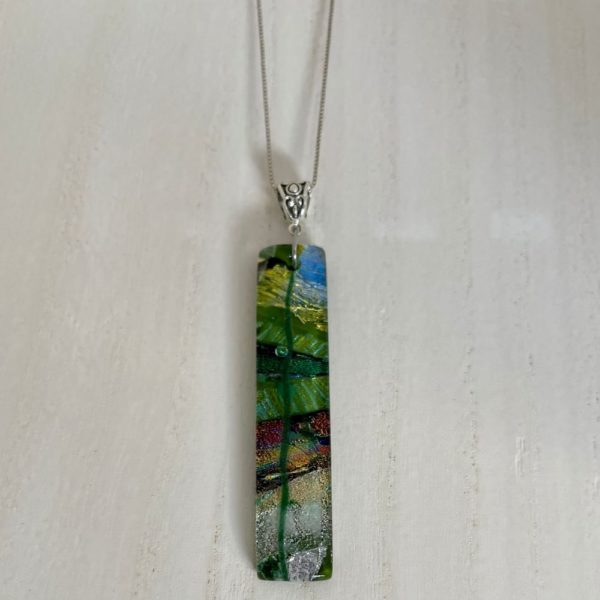 Green Multi-Shades Rectangle Pendant