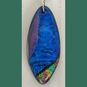 Blue with Rainbow and Rose Pendant