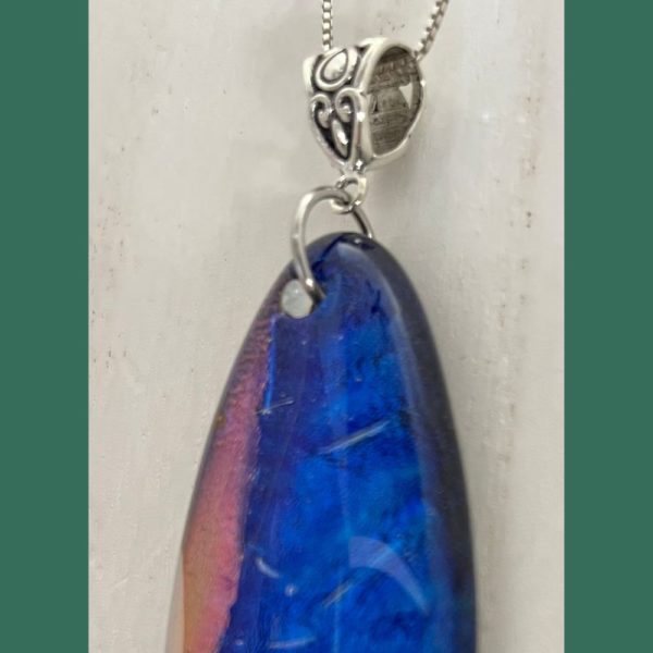 Blue with Rainbow and Rose Pendant