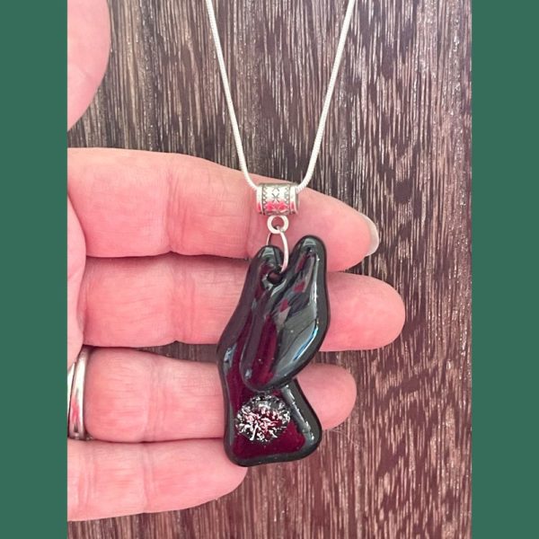 dark green organic shaped pendant