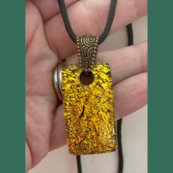 Gold fused glass pendant