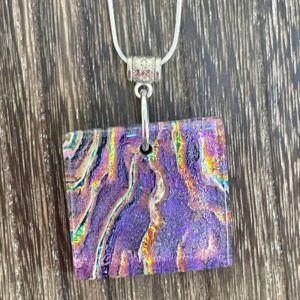 purple and rainbow glass pendant