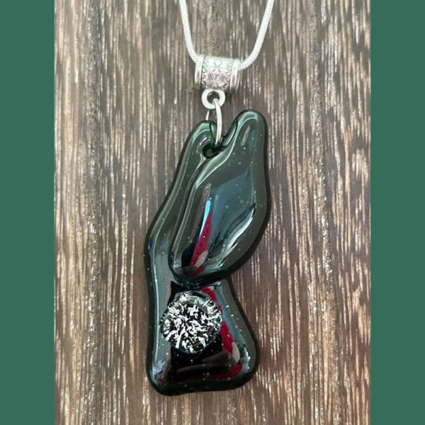 dark green organic shaped pendant